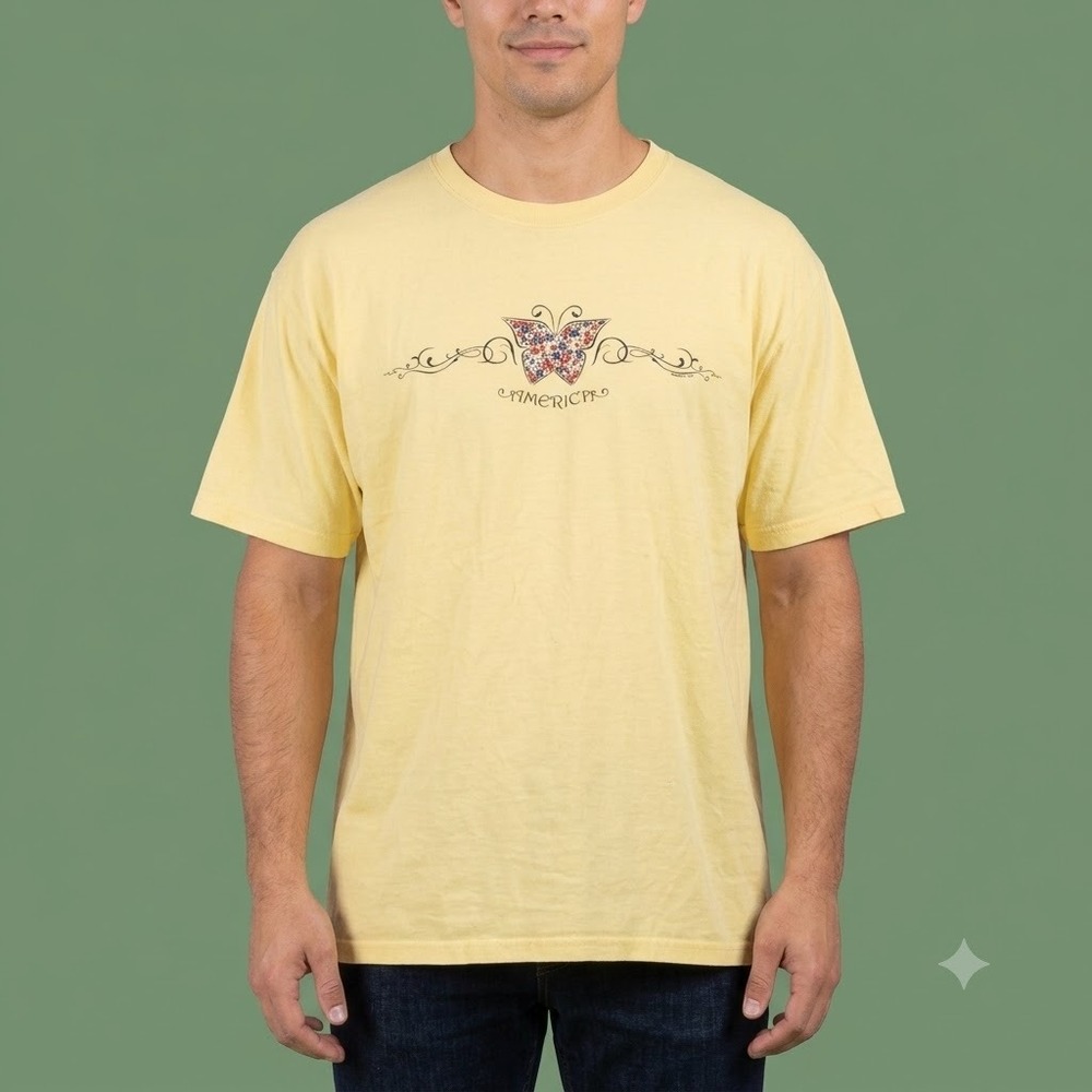 Sonoma Goods‎ For Life Shirt Mens XL Yellow Short Sleeve Butterfly Graphic Tee